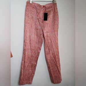NWT Camalgori Women Pink & Red Made in Italy Dress Straight Leg Pants sz EU46